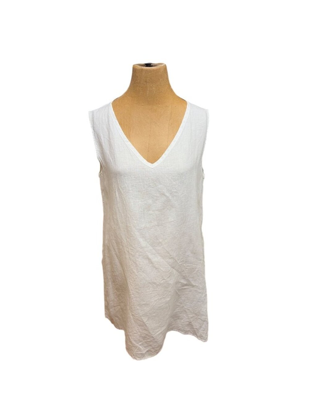 Flax Women’s‎ Linen A-Line Dress Size Small White Clean Lines Lagenlook Resort